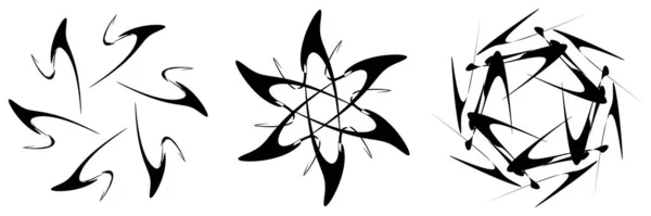 Set Mandala Geometrici Circolari Radiali Icone Del Motivo Illustrazione Vettoriale — Vettoriale Stock