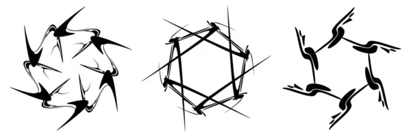 Набір Круглих Радіально Геометричних Мандали Іконки Мотиву Стокова Векторна Ілюстрація — стоковий вектор