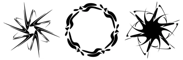 Uppsättning Cirkulära Radiella Geometriska Mandala Motiv Ikoner Stock Vektor Illustration — Stock vektor