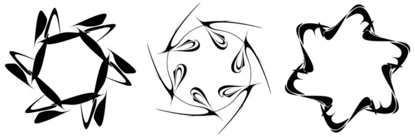 Set Circular Radial Geometric Mandala Motif Icons Stock Vector Illustration — Stock Vector