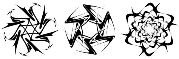 Conjunto Mandala Geométrica Circular Radial Ícones Motivo Ilustração Vetor Estoque — Vetor de Stock