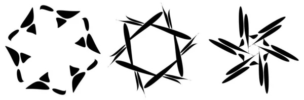 Set Melingkar Radial Geometris Mandala Motif Ikon Vektor Saham Ilustrasi - Stok Vektor