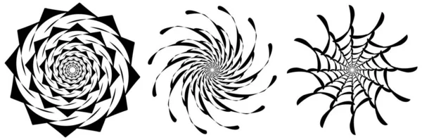 一套圆形 径向几何曼陀罗 母题图标 鱼群矢量图解 剪贴画 — 图库矢量图片