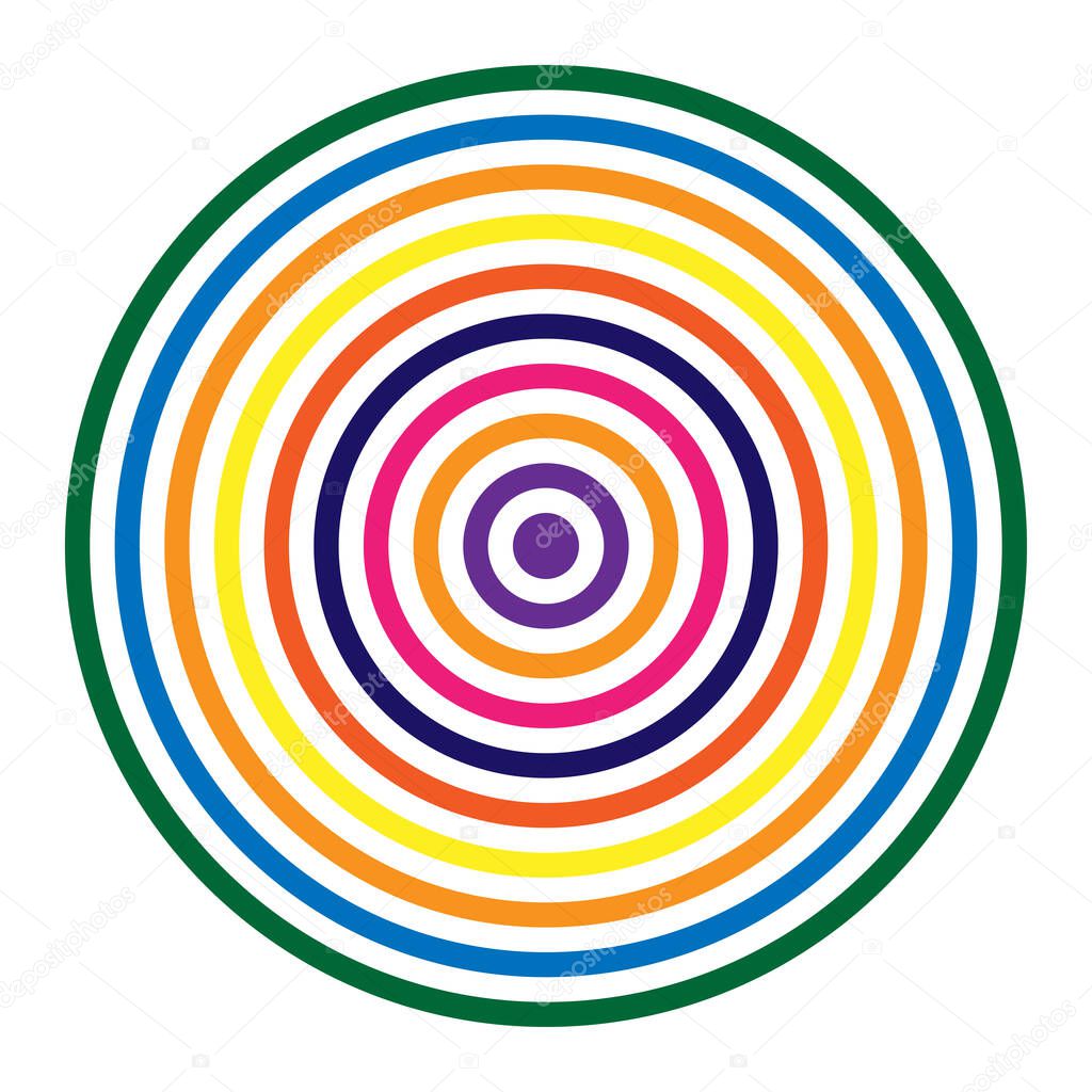 Colorful random circles abstract radial geometric element - stock vector illustration, clip-art graphics
