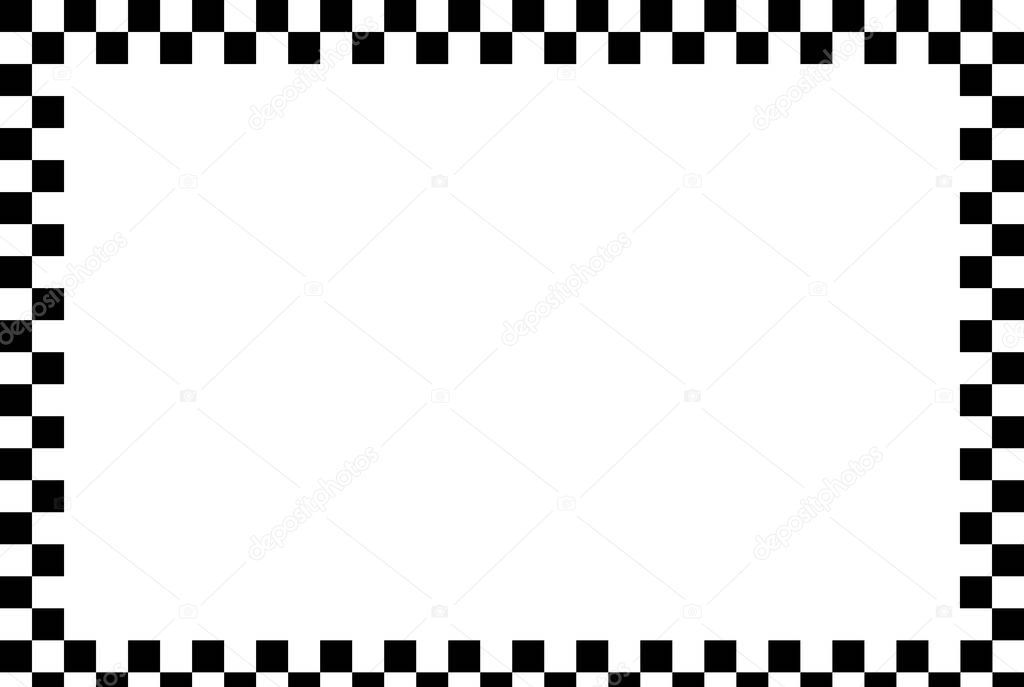 Racing flag, chessboard, checkerboard black and white alternating squares frame, boarder. Chequered background, backdrop vector - stock vector illustration, clip-art graphics