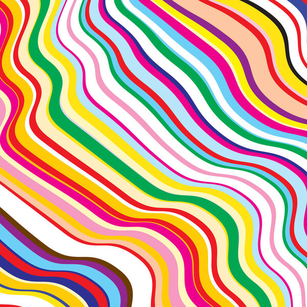 Искаженные волнистые линии размахивания, полосы абстрактная красочная векторная текстура, фон - векторная иллюстрация запаса, клип-арт графика