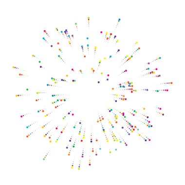 Rastgele noktalar, daireler ve polkadotlar yayılıyor, yayılıyor. Konfeti etkisi elementi