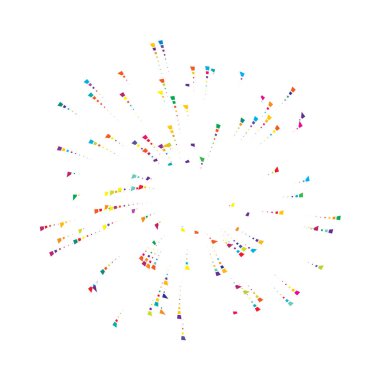 Rastgele noktalar, daireler ve polkadotlar yayılıyor, yayılıyor. Konfeti etkisi elementi