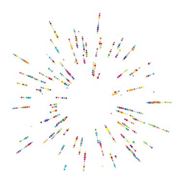 Rastgele noktalar, daireler ve polkadotlar yayılıyor, yayılıyor. Konfeti etkisi elementi