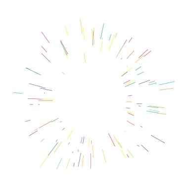 Renkli çizgiler, ışınlar, ışınlar. Radyasyon saçan, çok renkli güneş, rastgele çizgilerle yıldız patlaması