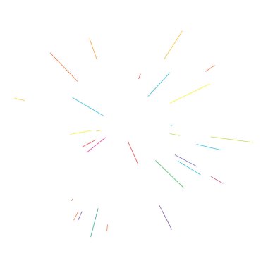 Renkli çizgiler, ışınlar, ışınlar. Radyasyon saçan, çok renkli güneş, rastgele çizgilerle yıldız patlaması