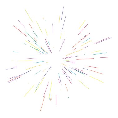 Renkli çizgiler, ışınlar, ışınlar. Radyasyon saçan, çok renkli güneş, rastgele çizgilerle yıldız patlaması