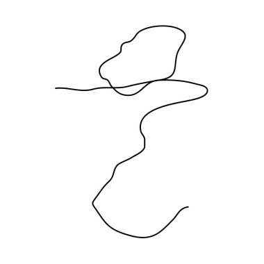 Rastgele dolambaçlı, haksız bir çizgi. Kıvrımlı, dalgalı, dalgalı eğri çizgi ögesi