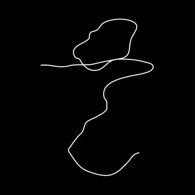 Rastgele dolambaçlı, haksız bir çizgi. Kıvrımlı, dalgalı, dalgalı eğri çizgi ögesi