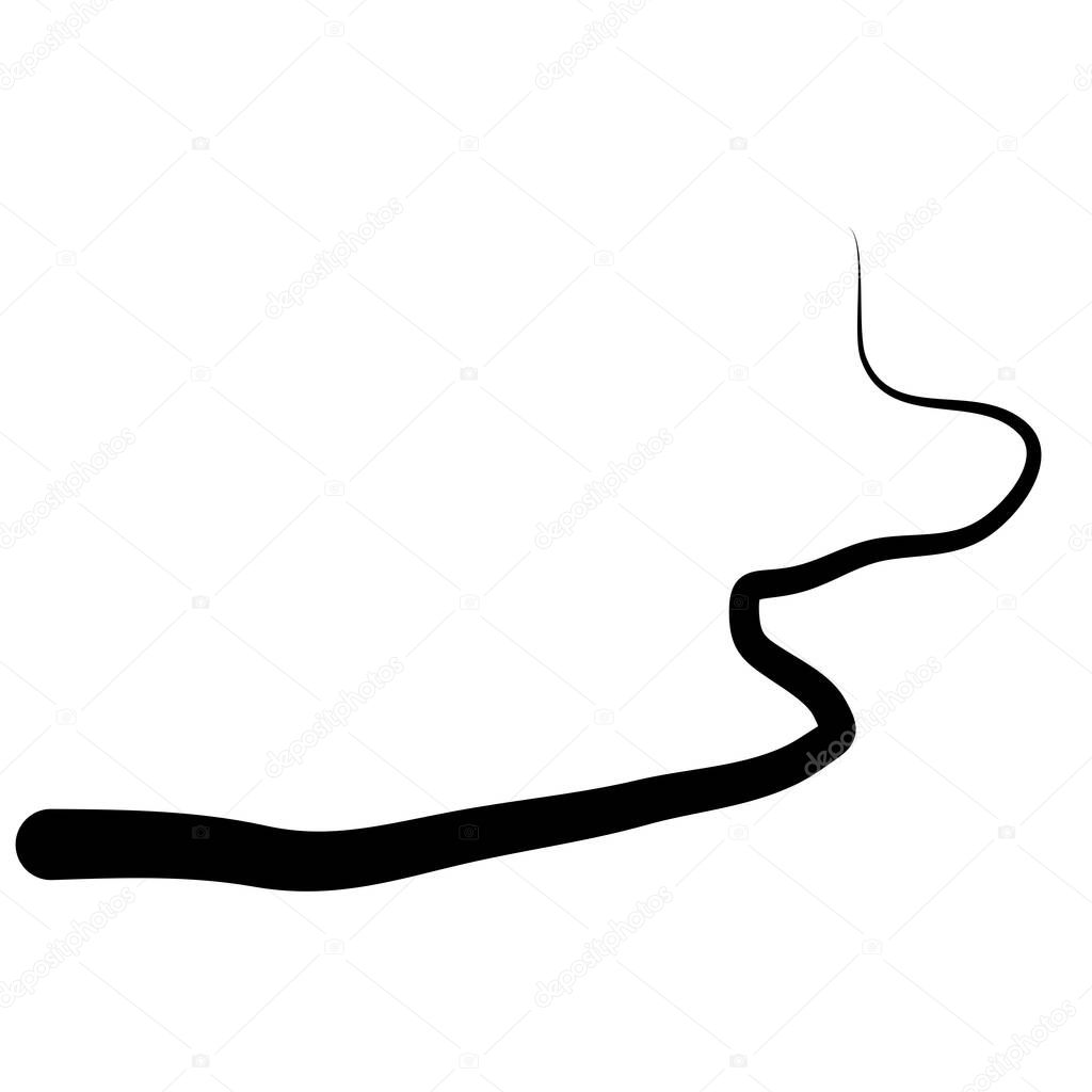 Random winding, tortuous line. Squiggly, waving, wavy curved line element