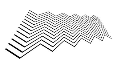 Üç boyutlu perspektifte kenarlı zig-zag, çapraz çizgiler