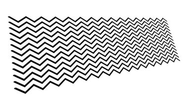 Üç boyutlu perspektifte kenarlı zig-zag, çapraz çizgiler