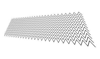 Üç boyutlu perspektifte kenarlı zig-zag, çapraz çizgiler