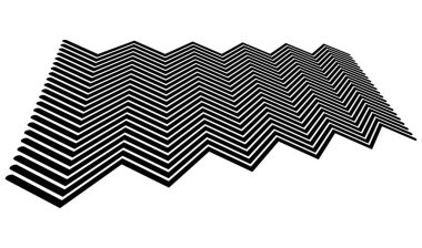 Üç boyutlu perspektifte kenarlı zig-zag, çapraz çizgiler