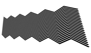 Üç boyutlu perspektifte kenarlı zig-zag, çapraz çizgiler