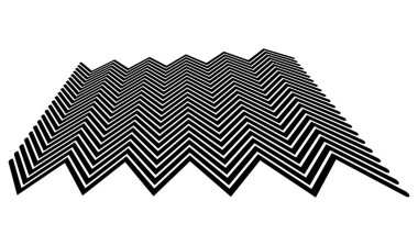 Üç boyutlu perspektifte kenarlı zig-zag, çapraz çizgiler