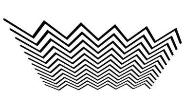 Üç boyutlu perspektifte kenarlı zig-zag, çapraz çizgiler