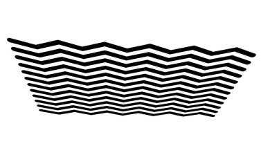 Üç boyutlu perspektifte kenarlı zig-zag, çapraz çizgiler