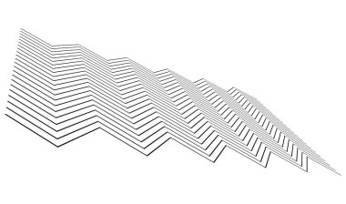 Üç boyutlu perspektifte kenarlı zig-zag, çapraz çizgiler