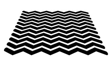 Üç boyutlu perspektifte kenarlı zig-zag, çapraz çizgiler