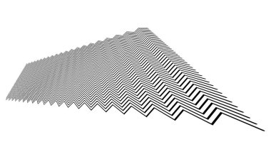 Üç boyutlu perspektifte kenarlı zig-zag, çapraz çizgiler