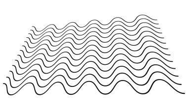 Dalgalı, dalgalı, dalgalı ve dalgalı çizgiler üç boyutlu perspektifte