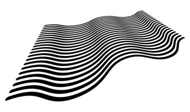 Dalgalı, dalgalı, dalgalı ve dalgalı çizgiler üç boyutlu perspektifte