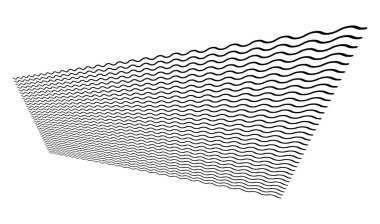 Dalgalı, dalgalı, dalgalı ve dalgalı çizgiler üç boyutlu perspektifte