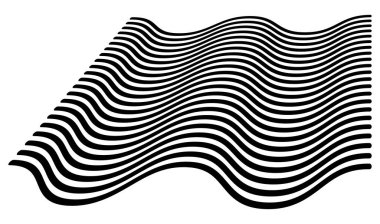 Dalgalı, dalgalı, dalgalı ve dalgalı çizgiler üç boyutlu perspektifte