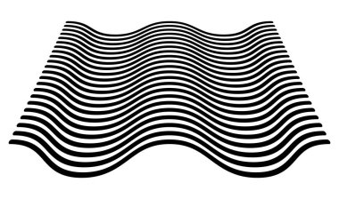 Dalgalı, dalgalı, dalgalı ve dalgalı çizgiler üç boyutlu perspektifte