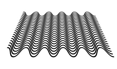 Dalgalı, dalgalı, dalgalı ve dalgalı çizgiler üç boyutlu perspektifte