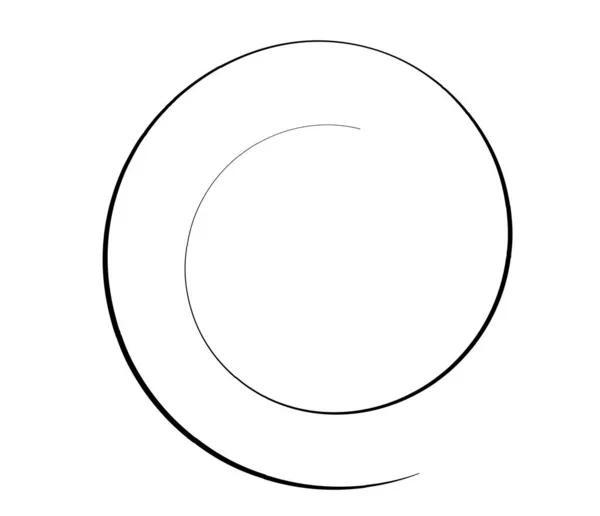 Vrijstaande Met Hand Getekende Spiraal Wervelend Draaiend Element Voluut Helix — Stockvector