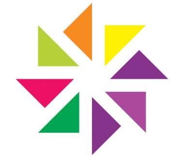 Soyut renkli, canlı, canlı açılı, geometrik tasarım elementi. Karışık, rastgele vektör şekilleri