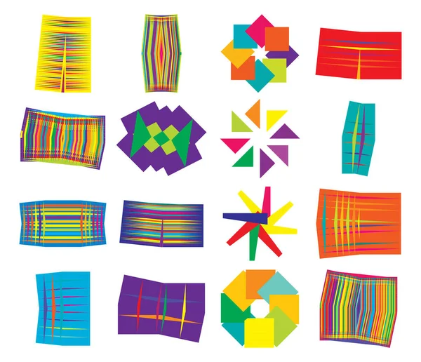 Abstract Colorful Vivid Vibrant Angular Geometric Design Element Tangled Random — Stock Vector