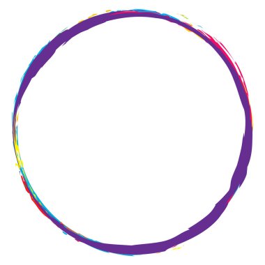 Boya fırçası, fırça darbesi, grunge doku dairesi. Çamurlu, lekeli sıvı, sıvı lekesi, sıçrama, sıçrama efekti - hisse senedi vektör çizimi, klip-sanat grafikleri