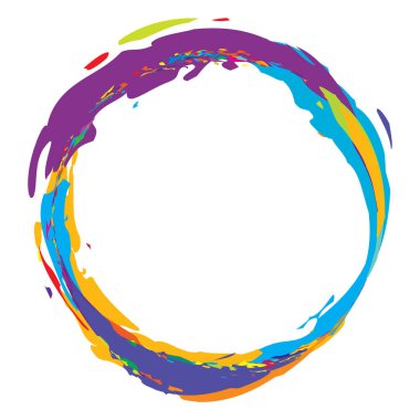 Boya fırçası, fırça darbesi, grunge doku dairesi. Çamurlu, lekeli sıvı, sıvı lekesi, sıçrama, sıçrama efekti - hisse senedi vektör çizimi, klip-sanat grafikleri