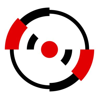 Crosshair, hedef işareti, soyut vektör reaksiyonu. Ara, ara, doğruluk simgesi. Bullseye, nokta konsepti