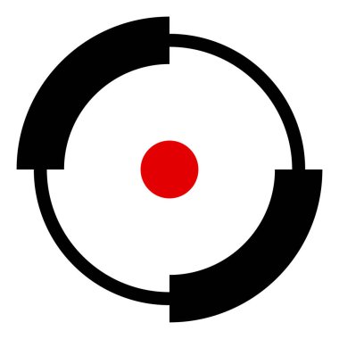 Crosshair, hedef işareti, soyut vektör reaksiyonu. Ara, ara, doğruluk simgesi. Bullseye, nokta konsepti