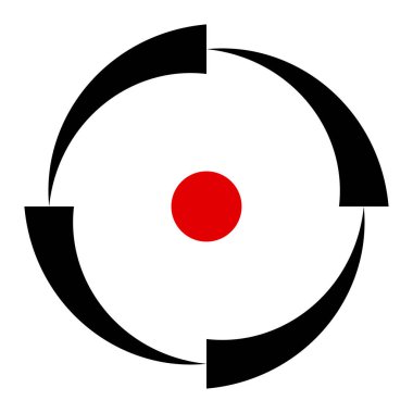 Crosshair, hedef işareti, soyut vektör reaksiyonu. Ara, ara, doğruluk simgesi. Bullseye, nokta konsepti