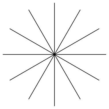 Radikal, yayılan ve yakınsayan çizgiler, çizgiler. Dairesel, döndürülmüş patlama, konuşulan çizgiler