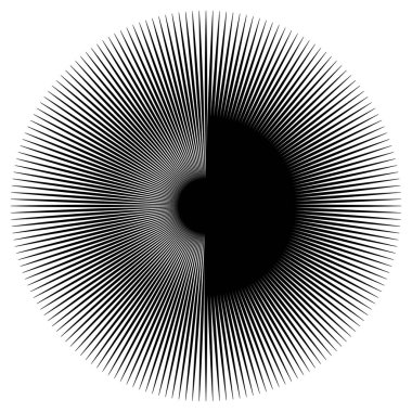 Radikal, yayılan ve yakınsayan çizgiler, çizgiler. Dairesel, döndürülmüş patlama, konuşulan çizgiler