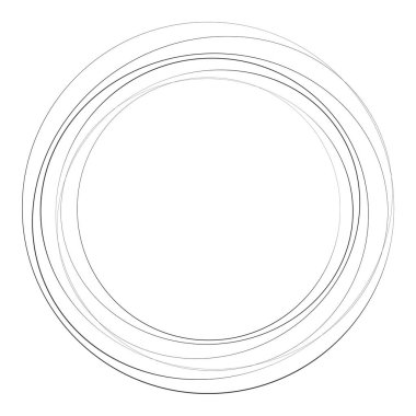 Elle çizilmiş rastgele daireler, serbest çizim efekti. Eşmerkezli daireler, halka şekli - stok vektör illüstrasyonu, klip- sanat grafikleri