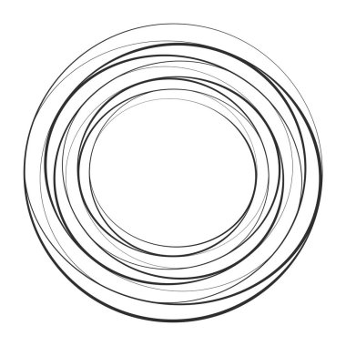 Elle çizilmiş rastgele daireler, serbest çizim efekti. Eşmerkezli daireler, halka şekli - stok vektör illüstrasyonu, klip- sanat grafikleri