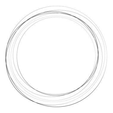 Elle çizilmiş rastgele daireler, serbest çizim efekti. Eşmerkezli daireler, halka şekli - stok vektör illüstrasyonu, klip- sanat grafikleri