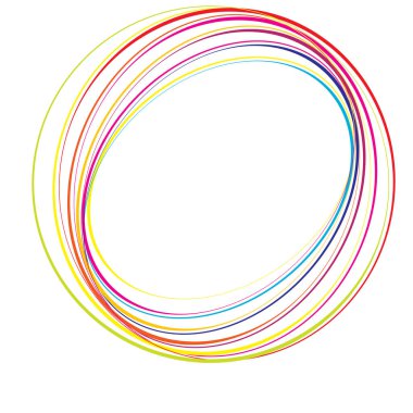 Elle çizilmiş rastgele daireler, serbest çizim efekti. Eşmerkezli daireler, halka şekli - stok vektör illüstrasyonu, klip- sanat grafikleri